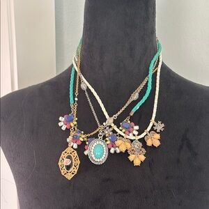 Set of 4 Multicolor art deco vintage inspired necklaces